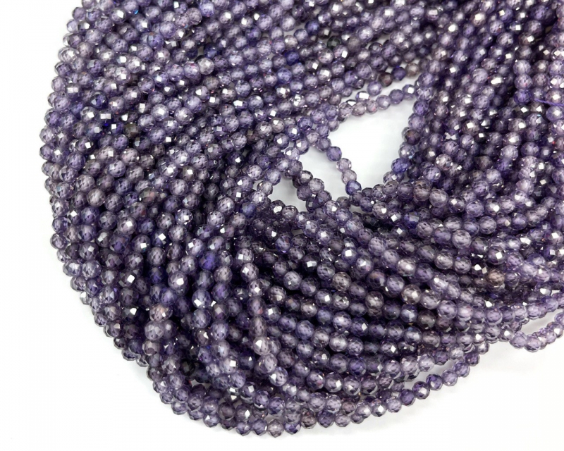 Бусины Циркон натуральный рондель ювелирной огранки размер 3мм цвет фиолетовый Фиолетовый